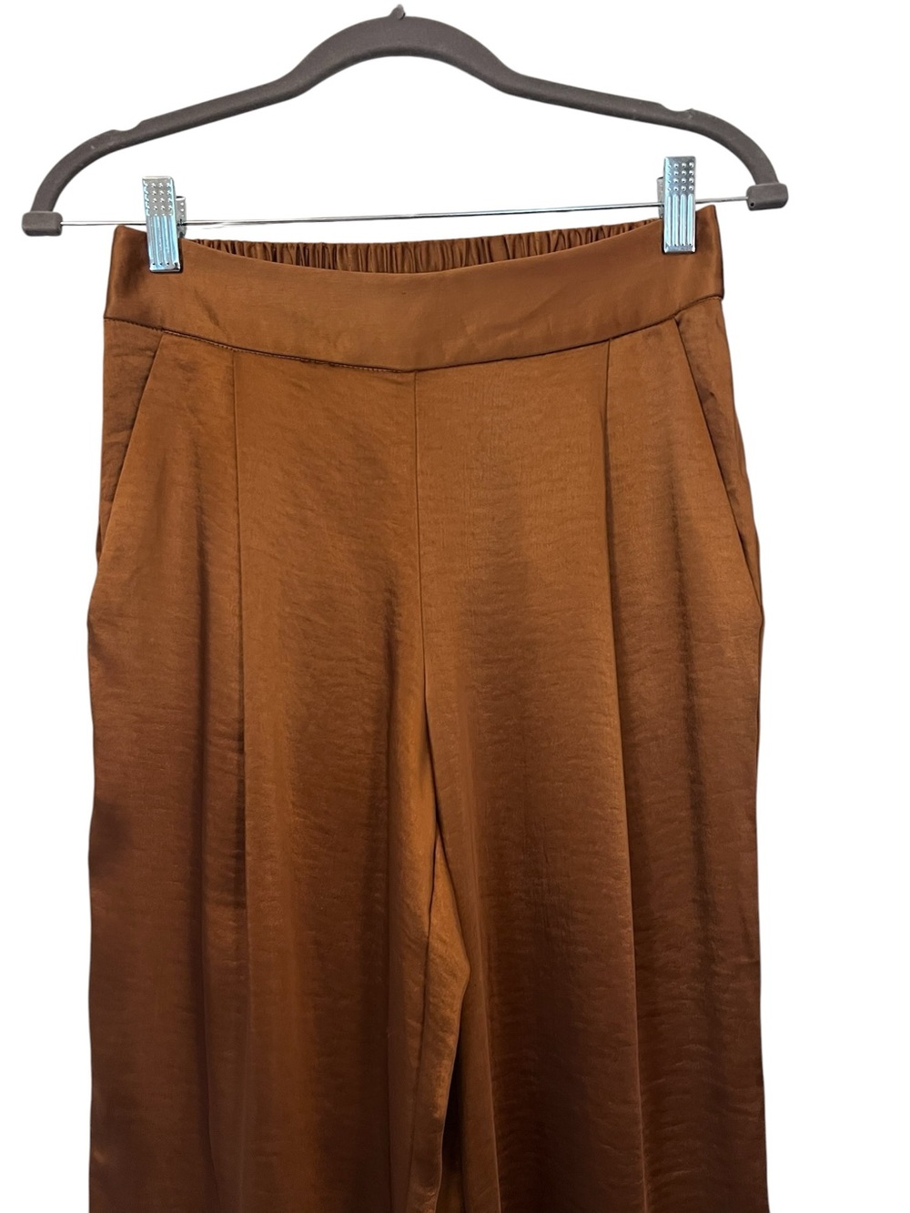Anthropologie Drew Satin Eva Wide Leg Pant Copper Gold Brown NWT Size XS - Picture 5 of 14
